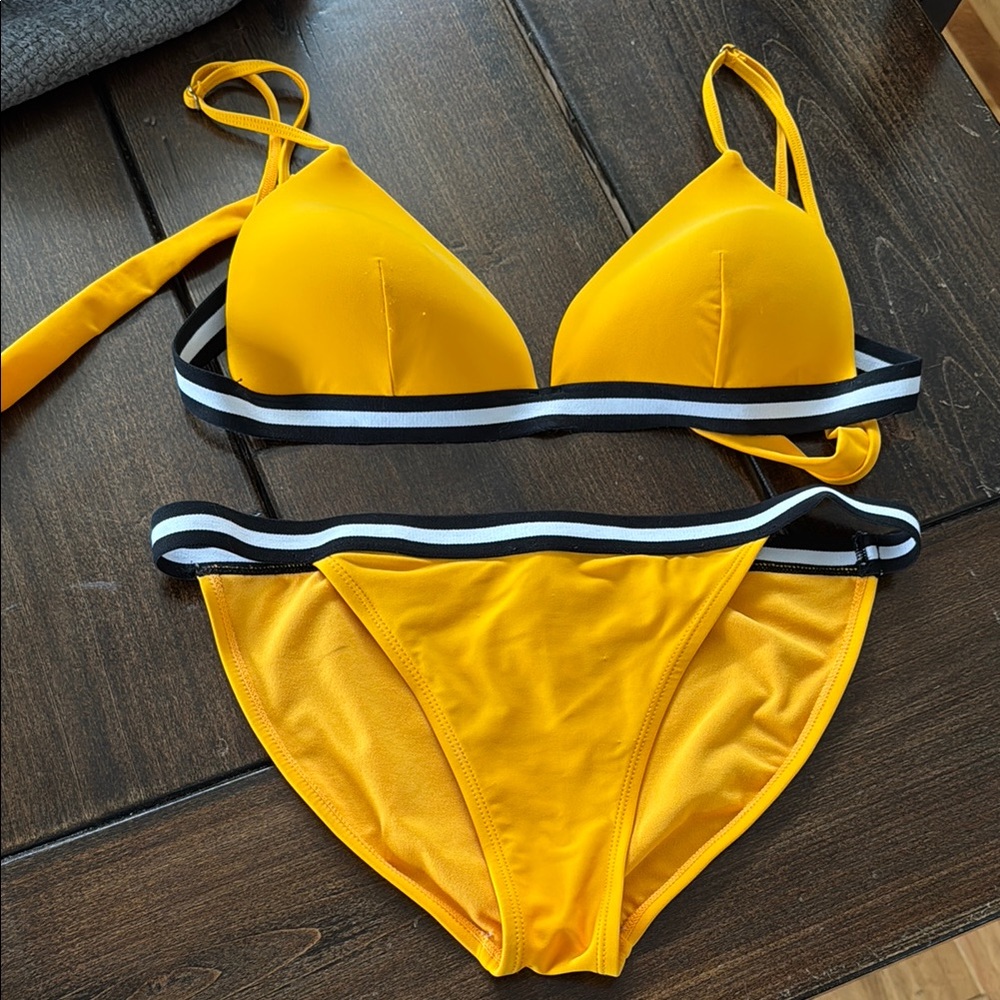 Malibu Yellow Bikini with Black and White Trim